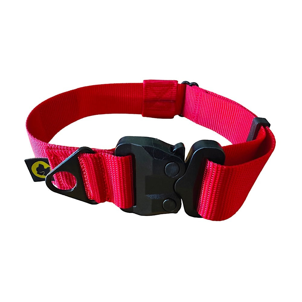 Heavy duty red martingale dog collar for large dogs with strong hardware