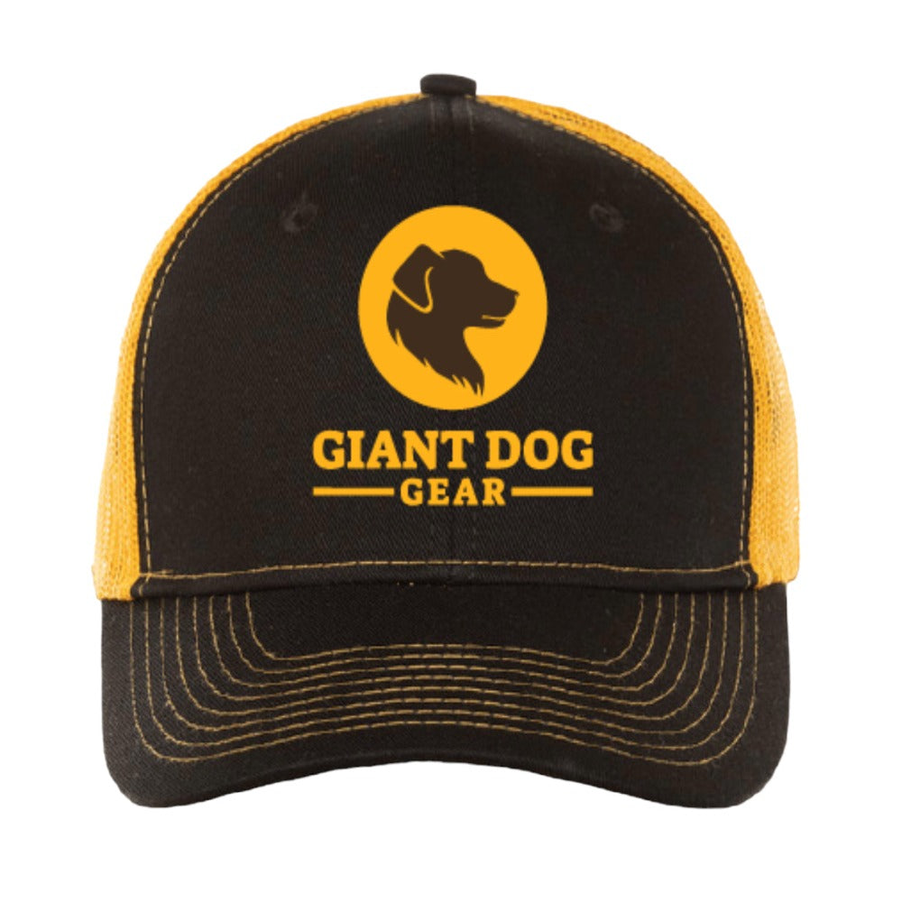 Gold Black Hat- trucker hat- giant dog gear- giant dog gear hat